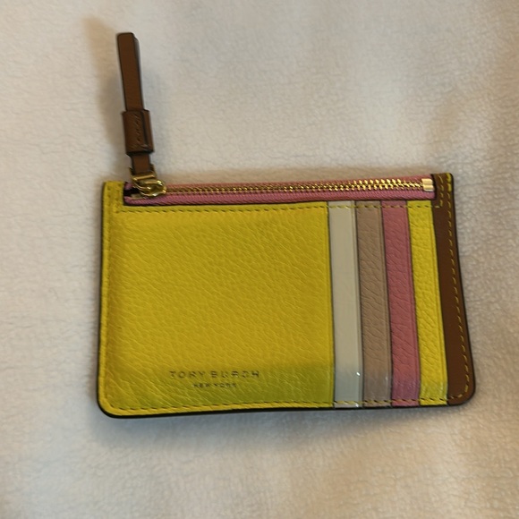 Tory Burch Perry color block top zip card case - Picture 3 of 5